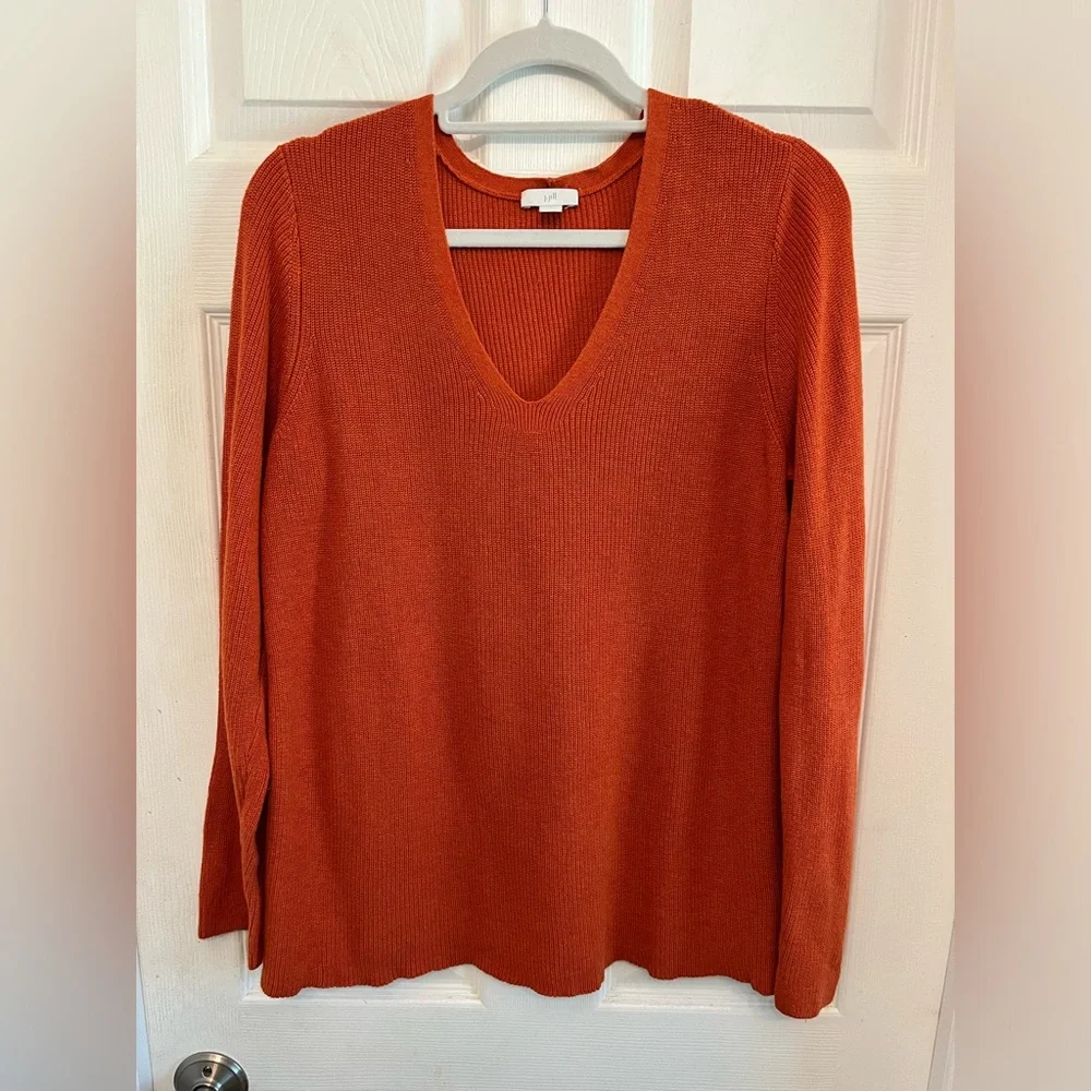 J Jill cotton blend v-neck sweater - Picture 1 of 3